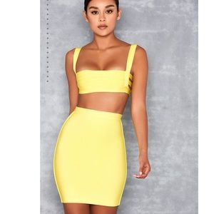Mistress Rocks, 'Boss Baby' Sherbet Yellow Bandage Skirt, Size M